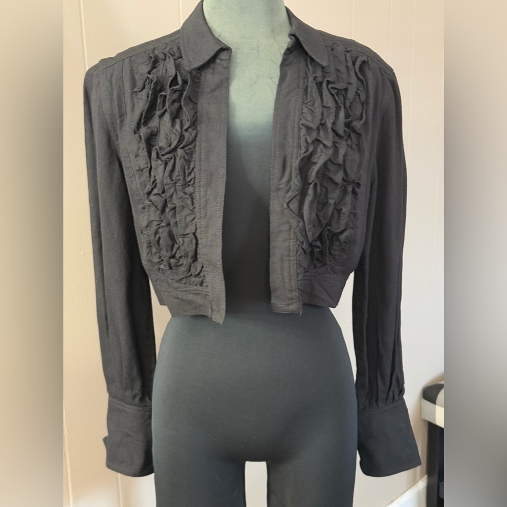 VTG Jan Barboglio • Linen Blend Ruffle Bolero Jacket - Picture 10 of 13